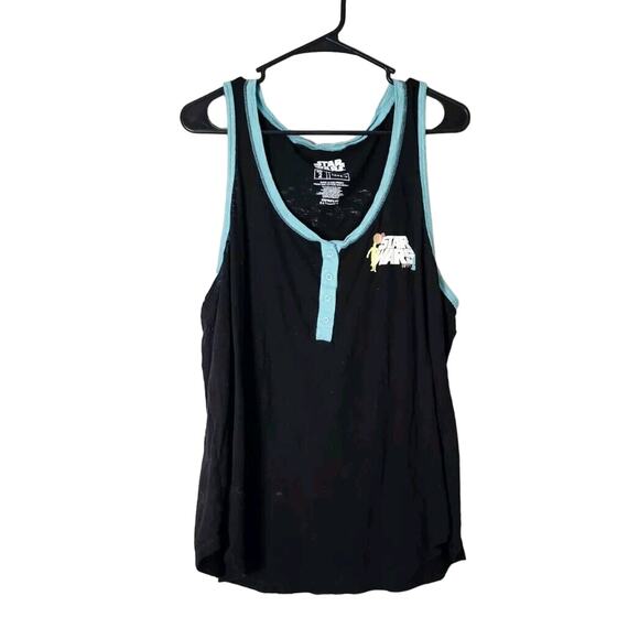 Torrid Lucas Star Wars Droids Henley Sleeveless Sleep Top Plus Size 2X Black - Picture 1 of 6